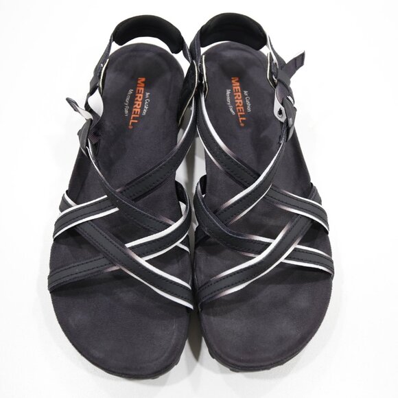 Merrell Terran Ivy Lattice Black & White Nylon Lightweight Strappy Sandals - 9 - Picture 6 of 7